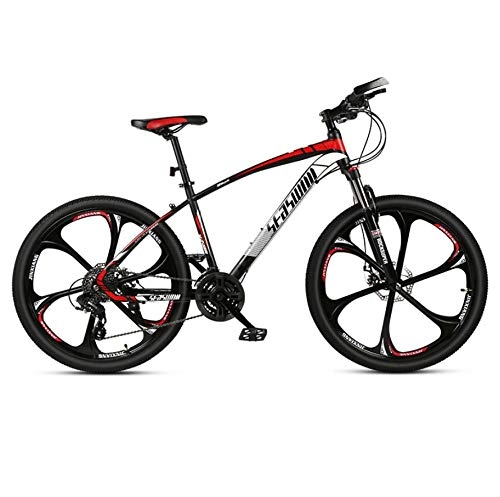 Mountain Bike : DGAGD 24-inch mountain bike male and female adult super lightly bicycle spoke six-spindle wheel-Black red_30 speed