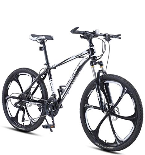 Mountain Bike : DGAGD 24 inch mountain bike male and female adult variable speed racing ultra-light bicycle six cutter wheels-Black and white_27 speed