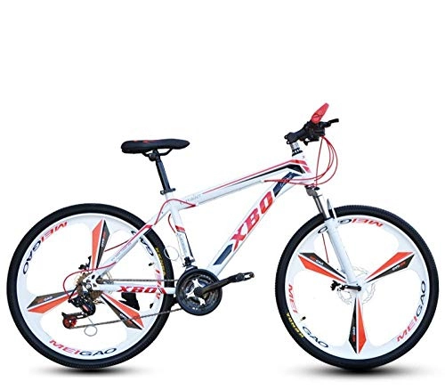 Mountain Bike : DGAGD 24 inch wide frame mountain bike wide tire variable speed adult disc brake three-wheel bicycle-White Red_21 speed