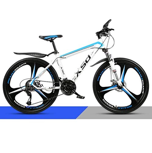 Mountain Bike : DGAGD 26 inch mountain bike adult men and women variable speed light road racing three-knife wheel No. 2-White blue_21 speed