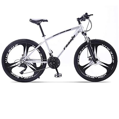 Mountain Bike : DGAGD 26 inch mountain bike adult tri-pitch one-wheel variable speed dual-disc bicycle-Silver_21 speed