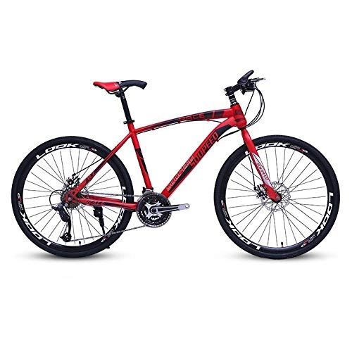 Mountain Bike : DGAGD 26 inch mountain bike bicycle adult lightweight road speed bicycle with 40 cutter wheels-Black red_24 speed