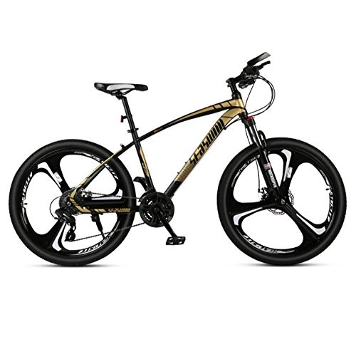 Mountain Bike : DGAGD 26 inch mountain bike male and female adult super light bicycle spoke three-knife wheel No. 2-black gold_30 speed