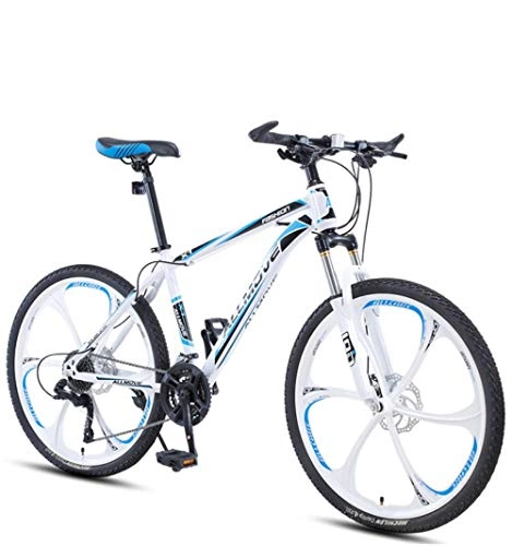 Mountain Bike : DGAGD 26 inch mountain bike male and female adult variable speed racing ultra-light bicycle six-cutter wheel-White blue_30 speed
