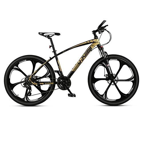 Mountain Bike : DGAGD 27.5 inch mountain bike male and female adult super light bicycle spoke six blade wheel-black gold_30 speed