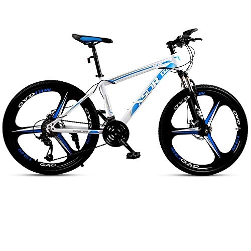 Mountain Bike : DGAGD Snow bike big tire 4.0 thick and wide 26 inch disc brake mountain bike tri-cutter-White blue_27 speed