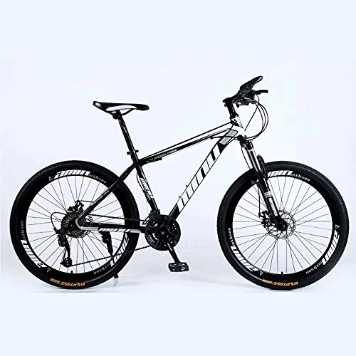 Mountain Bike : DLC Country Mountain Bike 26 inch with Double Disc Brake, Adult MTB, Hardtail Bicycle with Adjustable Seat, Thickened Carbon Steel Frame, Black, Spoke Wheel, 21 Stage Shift, 30 Stage Shift, 26Inches