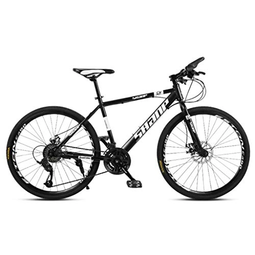 Mountain Bike : Dsrgwe Mountain Bike / Bicycles, Carbon Steel Frame, Front Suspension and Dual Disc Brake, 26inch Wheels (Color : Black, Size : 21-speed)