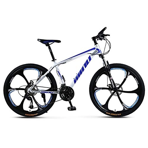 Mountain Bike : DULPLAY Racing Bike Bicycles For Women, 26 Inch Racing Adult Mountain Bike, Mountain Bicycle Forks, Full Suspension Mountain Bikes Man White And Blue 26", 30-speed
