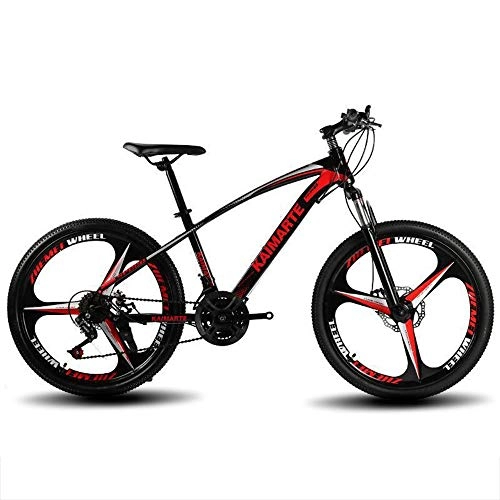 Mountain Bike : EAHKGmh 26 Inch Adult Mountain Bike Double Disc Brake Bikes Beach Snowmobile Bicycle Upgrade High-Carbon Steel Frame Bicycle for Men Women (Color : Black, Size : 26 inch 21 speed)