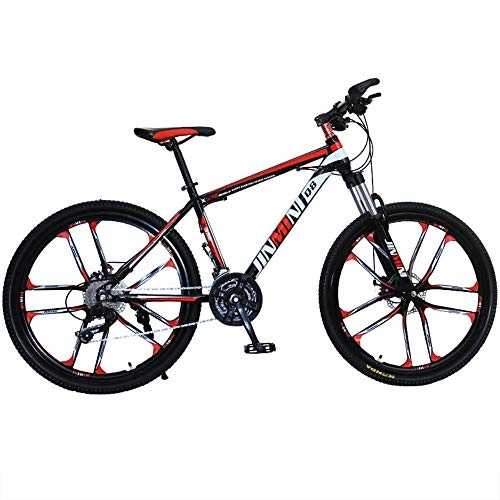 Mountain Bike : EAHKGmh 26 Inch Mountain Bike Speed Double Disc Brake Full Suspension Anti-Slip Lightweight Steel Frame Suspension Fork Bicycle for Men Women (Color : Red, Size : 21 speed)