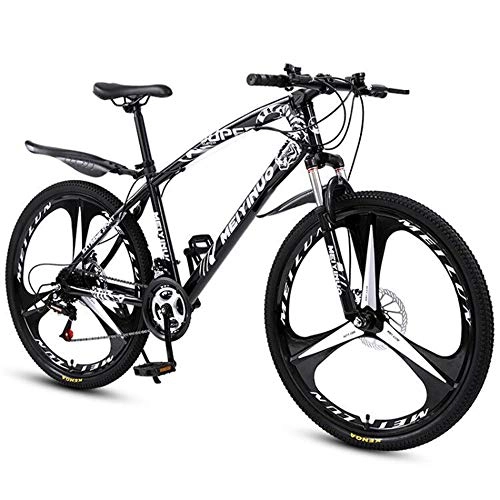 Mountain Bike : EAHKGmh 26 inch Wheels Mountain Bike High Carbon Steel Outdoor Bicycles Speed Bicycle Full Suspension Dual Disc Brakes Mountain Bicycle (Color : Black, Size : 26 inch 24 speed)