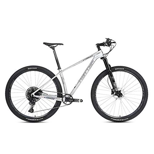 Mountain Bike : Edman Mountain bike, carbon fiber frame, 12-speed, dual disc brakes, off-road cycling, adult bicycle mountain bike-Silver_29 inch * 15 inch