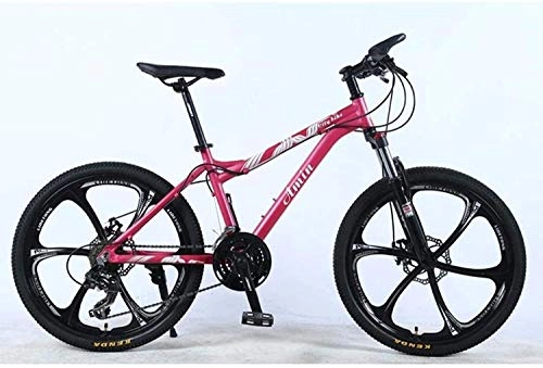 Mountain Bike : ETWJ 24 Inch 24-Speed Mountain Bike Adult, Lightweight Aluminum Alloy Full Frame, Wheel Front Suspension Off-Road Shifting Bicycle (Color : Pink, Size : A)