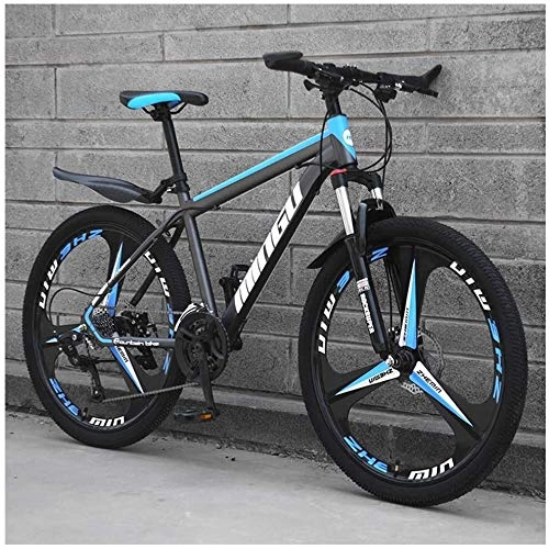 Mountain Bike : ETWJ Mens Bicycles Mountain Bike 26 Inch, High-carbon Steel Hardtail Mountain Bike, Mountain Bicycle with Front Suspension, Adjustable Seat (Color : 27 Speed, Size : Cyan 3 Spoke)