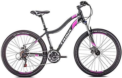 Mountain Bike : ETWJ Womens Mountain Bikes, 21-Speed Dual Disc Brake Mountain Trail Bike, Front Suspension Hardtail Mountain Bike, Adult Bicycle (Color : 26 Inches Black)