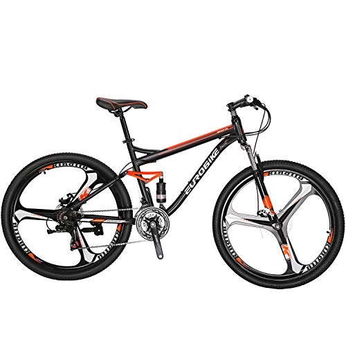 Mountain Bike : Euobike OBK S7 Full Suspension Mountain Bike 21 Speed Bicycle 27.5 inches mens MTB Disc Brakes