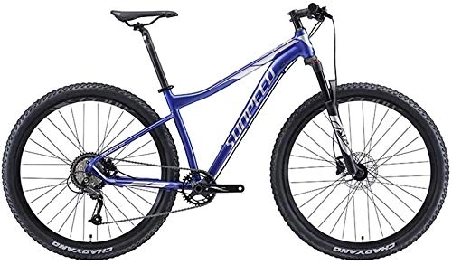 Mountain Bike : FANLIU 9-Speed Mountain Bikes, Adult Big Wheels Hardtail Mountain Bike, Aluminum Frame Front Suspension Bicycle, Mountain Trail Bike, Blue