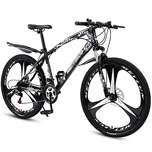 Mountain Bike : FBDGNG MTB Bicycle 26 Inch Wheels Mountain Bike High-carbon Steel Frame 21 / 24 / 27 Speed Shifter With Disc Brakes(Size:24 Speed, Color:Black)