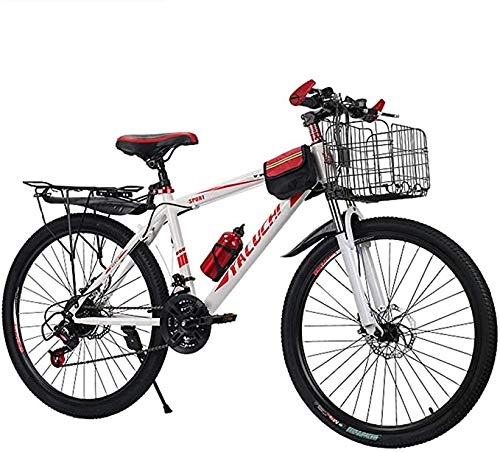 Mountain Bike : Feeyond High Carbon Steel Hard Tail Mountain Bike, Full Suspension MTB Gear Double Disc Brake Mountain Off-Road Vehicle Spoke Wheel 26 Inches