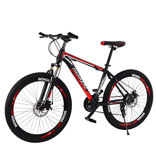 Mountain Bike : Feiteng off 26-inch mountain bike mountain bike with 21-speed dual disc brakes made of carbon steel, Red
