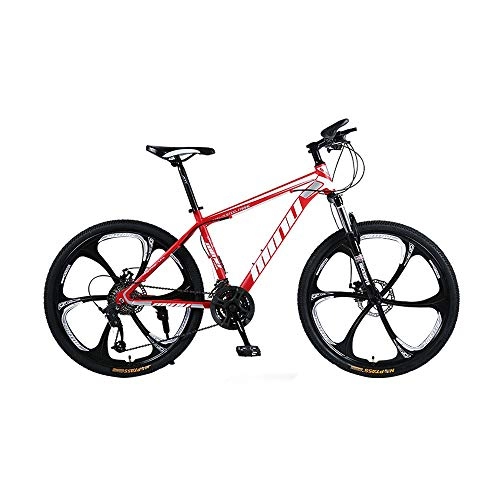 Mountain Bike : Fenfen-cz Mountain Bike Aluminum Frame Bicycle Fork Suspension 3 Spoke Wheels Double Disc Brakes Bicycle Aluminum Racing Bicycle Outdoor Cycling (26'', 21 / 24 Speed) (Color : Red, Size : 24 speed)