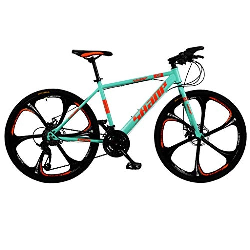 Mountain Bike : FFF-HAT 26 24-Speed / 30-Speed Youth and Adult Road Cross-country Commuter Bike, High Carbon Steel Frame Off-road Mountain Bike, Six-blade Version of Dual Disc Brake Bicycle