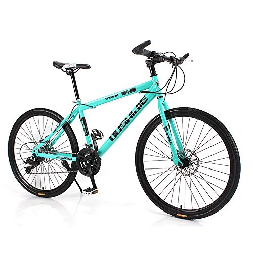 Mountain Bike : FLYFO Adult Mountain Bike, 26-Inch Men And Women Shock Absorber Variable Speed Student Bikes, 21 / 24 / 27 / 30 Speed Couple Mountain Bicycle, MTB, Green, 27 speed