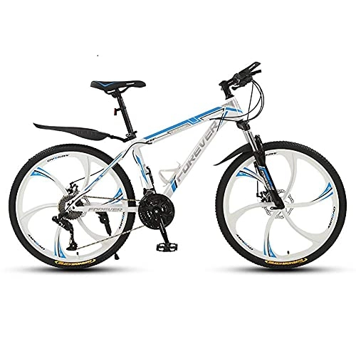 Mountain Bike : FMOPQ 26 Inch Mountain Bikes High-Carbon Steel Hardtail Mountain Bike Adult MTB with Mechanical Disc Brakes 6 Spoke Wheel 21-Speeds fengong Titanium all