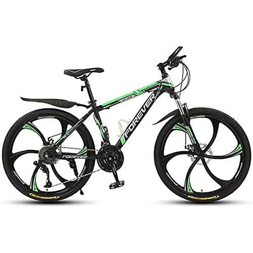Mountain Bike : Foldable Mountain Bike for Adult Men And Women 26 Inch Shock Absorption Speed Bicycle MTB with 21 Shift Stages Sports Bike Black green