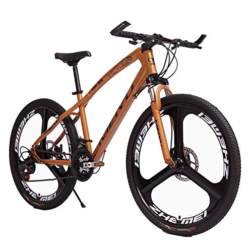 Mountain Bike : FXMJ Lightweight Mountain Bike, Dual-disc Brake 26 Inch Aluminum Alloy / High Carbon Steel 21 / 24 / 2730 Speed Mountain Bike, Shock Absorption, Brown, 30 Speed