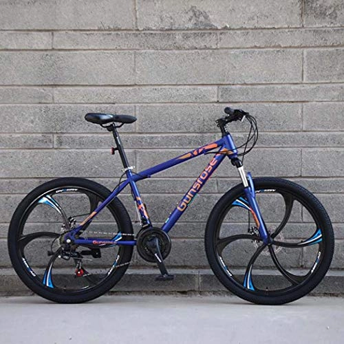 Mountain Bike : G.Z Mountain Bike, Carbon Steel Mountain Bike with Dual Disc Brakes, 21-27 Speed Option, 24-26 Inch Wheel Bike, Adult Bicycle Blue, B, 26 inch 24 speed