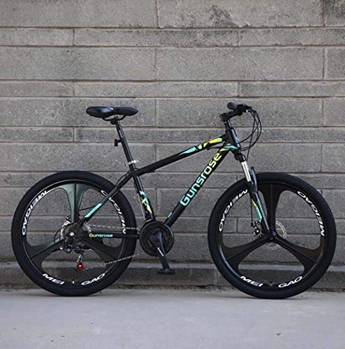 Mountain Bike : G.Z Mountain Bikes, Carbon Steel Mountain Bikes with Dual Disc Brakes, 21-27 Speed Options, 24-26 Inch Wheel Bikes, Adult Bikes, Black And Green, A, 24 inch 27 speed