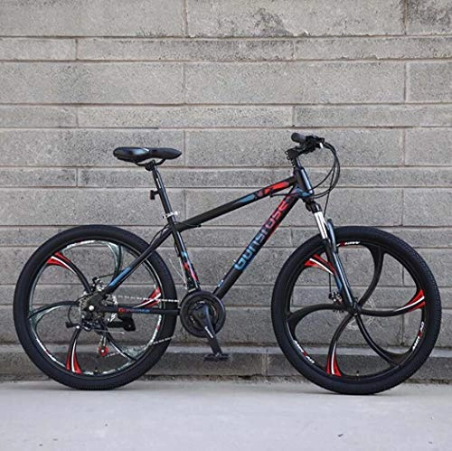 Mountain Bike : G.Z Mountain Bikes, Carbon Steel Mountain Bikes with Dual Disc Brakes, 21-27 Speed Options, 24-26 Inch Wheel Bikes, Student Bikes, Black And Red, B, 26 inch 24 speed