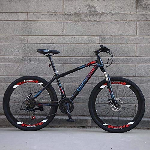 Mountain Bike : G.Z Mountain Bikes, Carbon Steel Mountain Bikes with Dual Disc Brakes, 21-27 Speed Options, 24-26 Inch Wheel Bikes, Student Bikes, Black And Red, D, 26 inch 21 speed