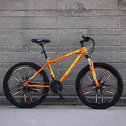 Mountain Bike : G.Z Mountain bikes, carbon steel mountain bikes with dual disc brakes, 21-27 speed options, 24-26 inch wheel bikes, student bikes Orange, C, 26 inch 24 speed