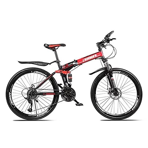 Mountain Bike : GAOXQ Adult Mountain Bike, 21 / 24 / 27 / 30 Speeds, 26“, Unisex MTB for Adult / Youth，Dual Disc Brake and High Carbon Steel Frame, Multiple Configurations / Choices / Colors Spoke wheel-21