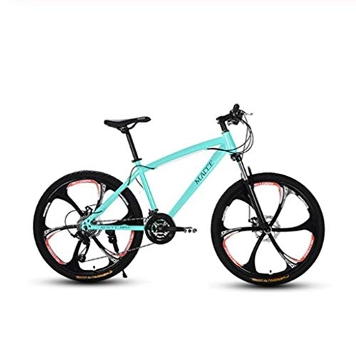 Mountain Bike : Gaoyanhang 26 Inch Mountain Bicycle 21 / 24 / 27 Speed Double Disc Brake Students One-Wheel Variable Speed Bicycle (Color : Green, Size : 21S)