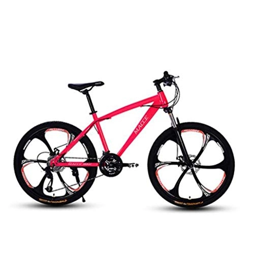 Mountain Bike : Gaoyanhang 26 Inch Mountain Bicycle 21 / 24 / 27 Speed Double Disc Brake Students One-Wheel Variable Speed Bicycle (Color : Red, Size : 27S)