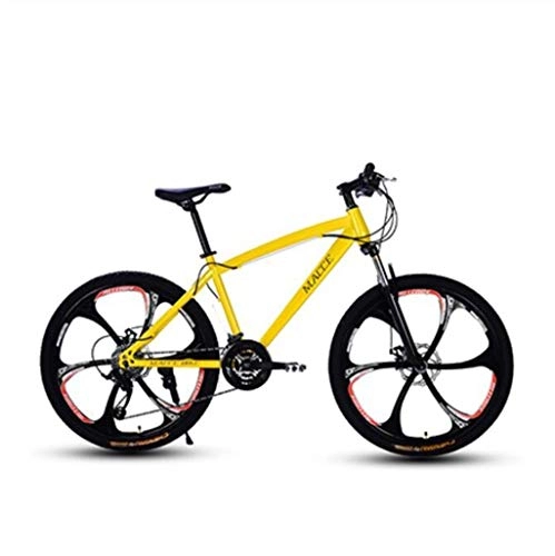 Mountain Bike : Gaoyanhang 26 Inch Mountain Bicycle 21 / 24 / 27 Speed Double Disc Brake Students One-Wheel Variable Speed Bicycle (Color : Yellow, Size : 21S)