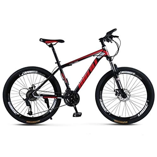 Mountain Bike : Gaoyanhang Mountain bicycle 24 / 26 inch disc brake damping mountain bike, thickened high-carbon steel frame21-30 Speed MTB Dual Suspension Bicycle (Color : Black red, Size : 21 speed)