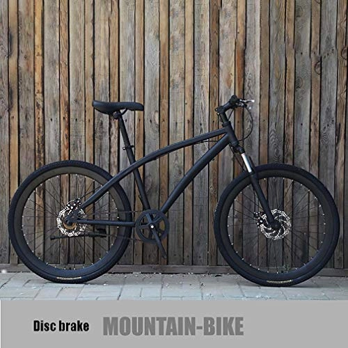 Mountain Bike : GASLIKE Adult Mountain Bike Mens, Double Disc Brake City Road Racing Bikes, Juvenile Student Single Speed Non-Slip Bicycle, Optional multi-color 26-inch wheels, Black