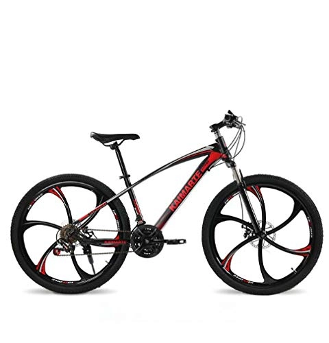 Mountain Bike : GASLIKE Adult Variable Speed Mountain Bike, Double Disc Brake Bikes, Beach Snowmobile Bicycle, Upgrade High-Carbon Steel Frame, 26 Inch Wheels, Red, 27 speed