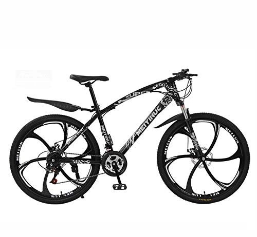 Mountain Bike : GASLIKE Hardtail Mountain Bike, High-Carbon Steel Frame And Suspension Fork, Double Disc Brake, PVC Pedals, Black, 26 inch 21 speed