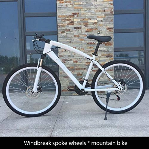 Mountain Bike : GASLIKE Mens Mountain Bike, Double Disc Brake Adult Mountain Bikes, Juvenile Student City Road Racing Bike, 26 Inch Wheels Bicycle, White, 21 speed