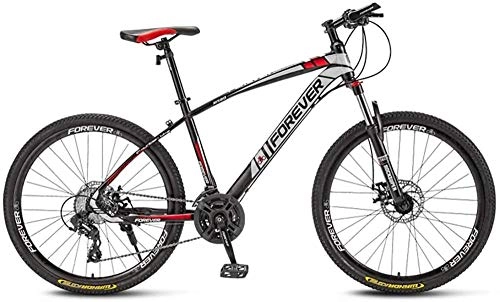Mountain Bike : giyiohok 27.5 Inch Mountain Bikes High-Carbon Steel Frame Shock-Absorbing Front Fork Double Disc Brake Off-Road Road Bicycles Rider Height 5.6-6.4Ft-Black Red_24 speed