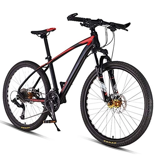 Mountain Bike : GJZM 26inch 27-Speed Mountain Bikes, Dual Disc Brake Hardtail Mountain Bike, Mens Women Adult All Terrain Mountain Bike, Adjustable Seat & Handlebar, Red