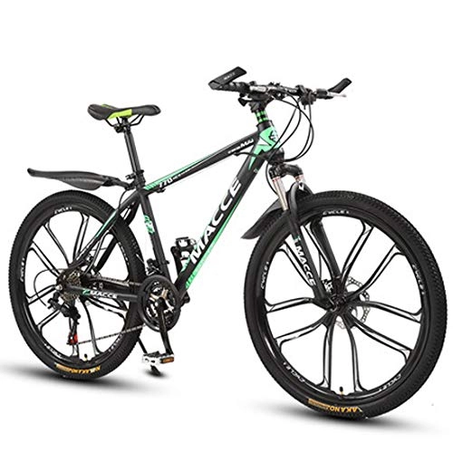 Mountain Bike : GL SUIT 24-Speed Mountain Bike Bicycle for Adult, Dual Disc Brakes, Lightweight Carbon Steel Frame, Shock-Absorbing Front Fork, Hard Tail, Unisex, Green, 24 inches