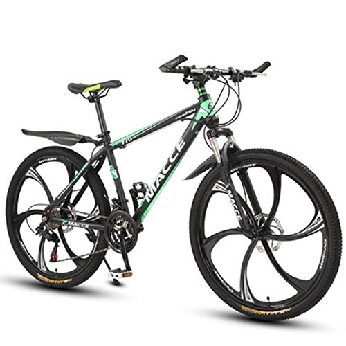 Mountain Bike : GL SUIT Mountain Bike Bicycle, Dual Disc Brakes 21-Speed Lightweight Carbon Steel Frame Shock-Absorbing Front Fork Hard Tail Unisex Dirt Bike, Green, 26 inches