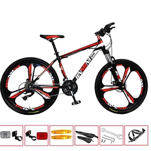Mountain Bike : GL SUIT Mountain Bike Bicycle for Adult, 21-Speed, Dual Disc Brakes, Lightweight Carbon Steel Frame, Front+Rear Mudgard, Hardtail, Unisex Bike, Black Red, 26 inches